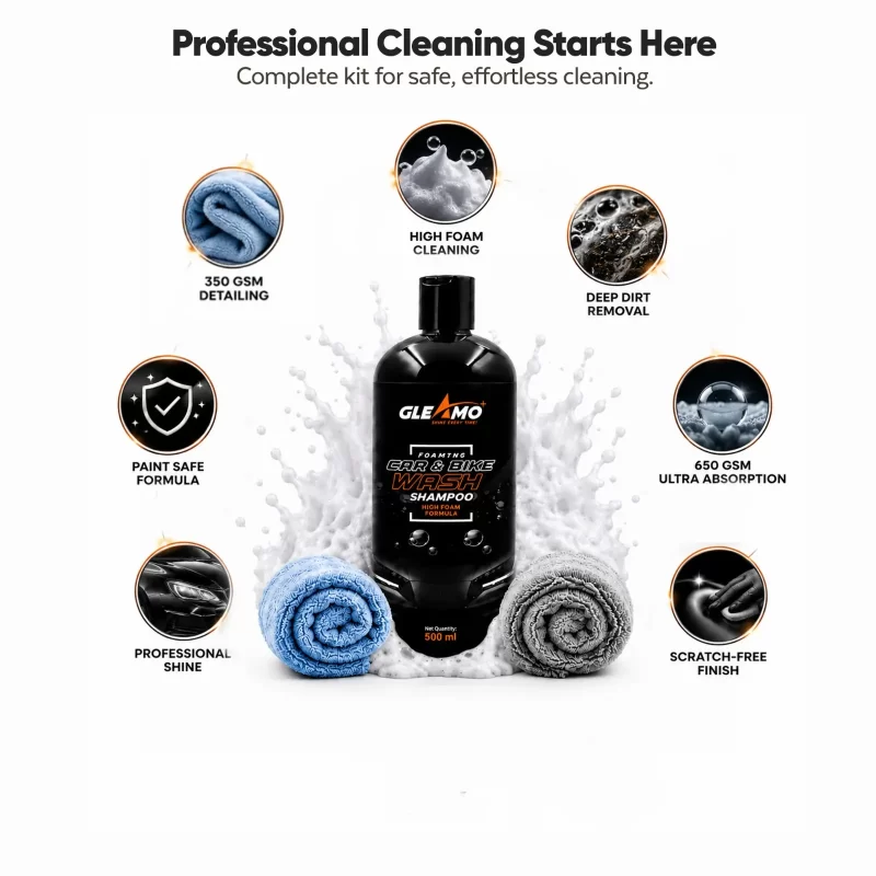 Wash Shampoo 500 ml + 2 Microfiber Cloths Combo