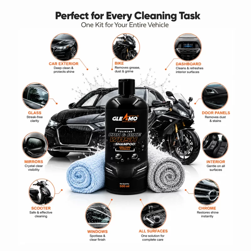 Wash Shampoo 500 ml + 2 Microfiber Cloths Combo