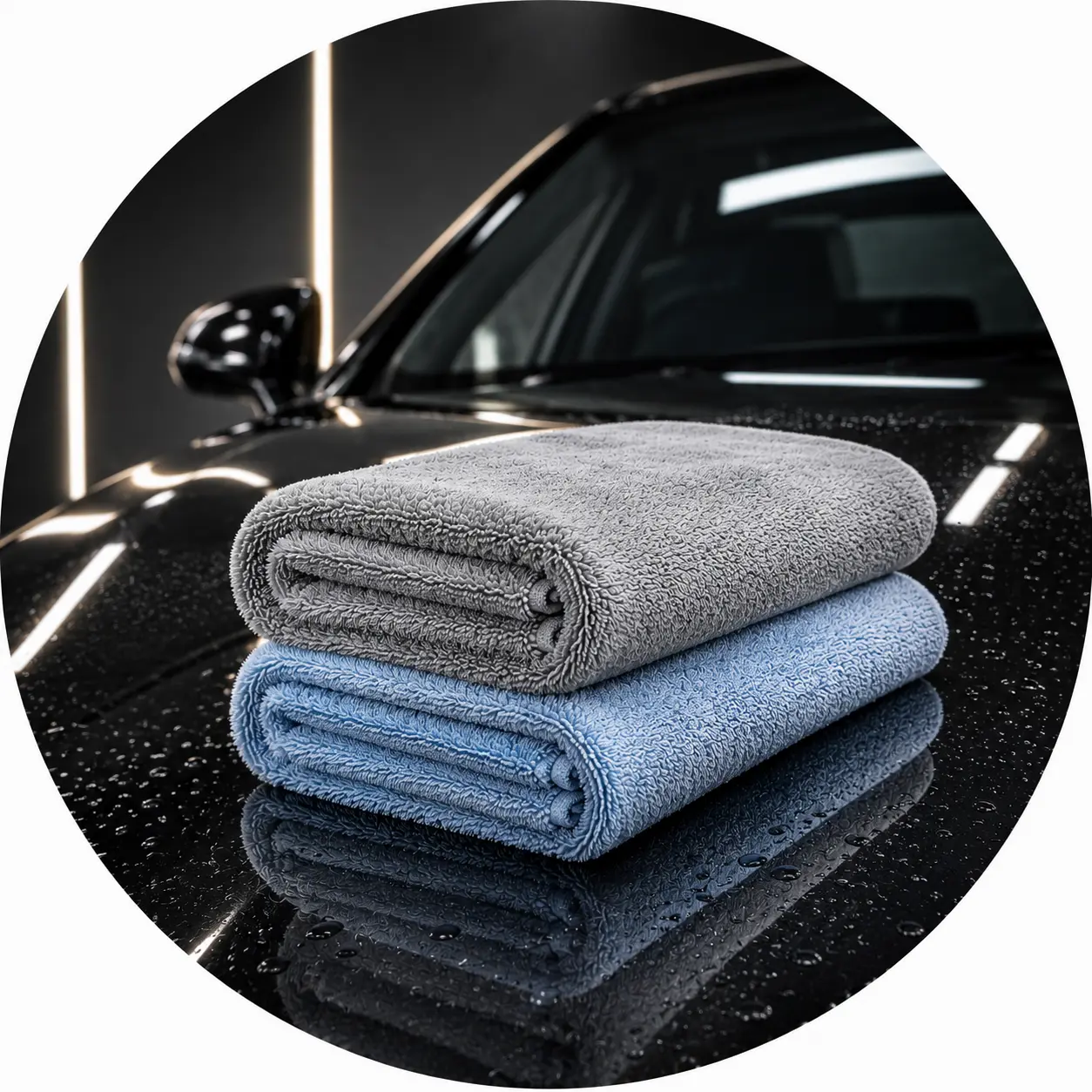 Gleamo grey and blue premium microfiber cloths