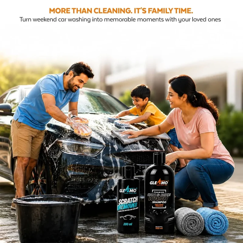 Full Car Cleaning Kit – Car Shampoo + Scratch Remover + 650 GSM Microfiber + 350 GSM Microfiber